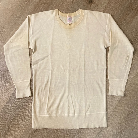 Vintage Shepherd Pure Wool Thermal Undershirt Sweater 1940s WW2 Size 38.5 / S/M - Picture 2 of 13